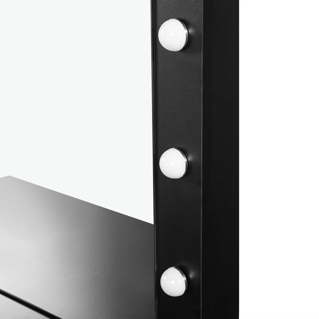 Begonia 2 Piece Dressing Table with Mirror & Stool Set - BLACK