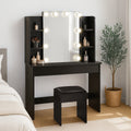 Celosia 2 Piece Dressing Table with Mirror & Stool Set - Black