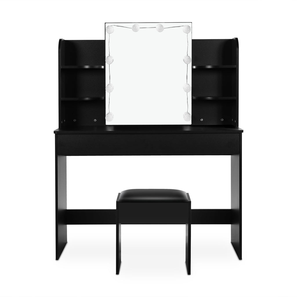 Celosia 2 Piece Dressing Table with Mirror & Stool Set - Black