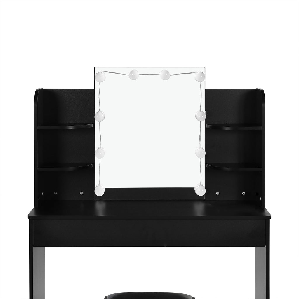 Celosia 2 Piece Dressing Table with Mirror & Stool Set - Black