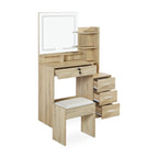 Gardenia 2 Piece Dressing Table with Mirror & Stool Set - Oak