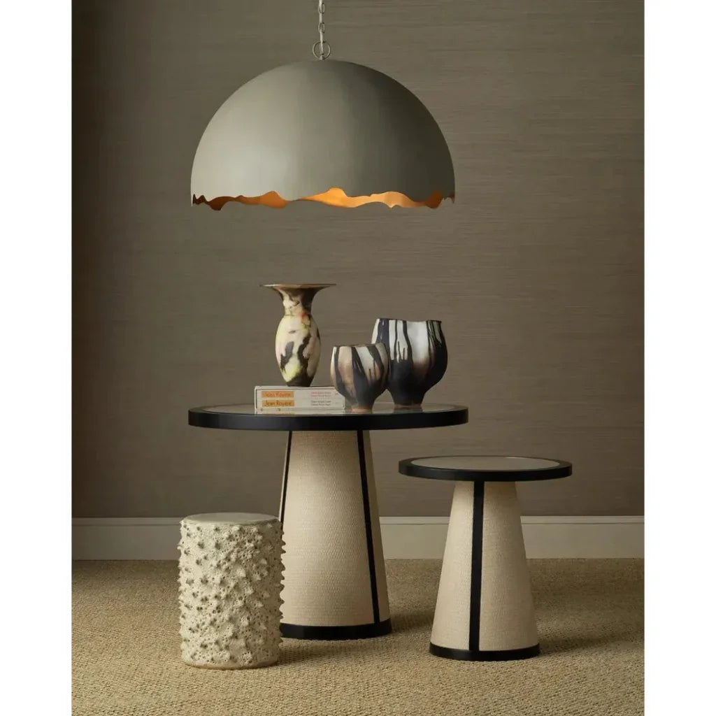 24 in. Deanna Wood & Raffia Round Accent Table