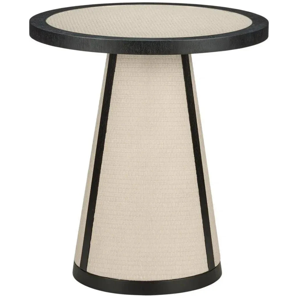 24 in. Deanna Wood & Raffia Round Accent Table