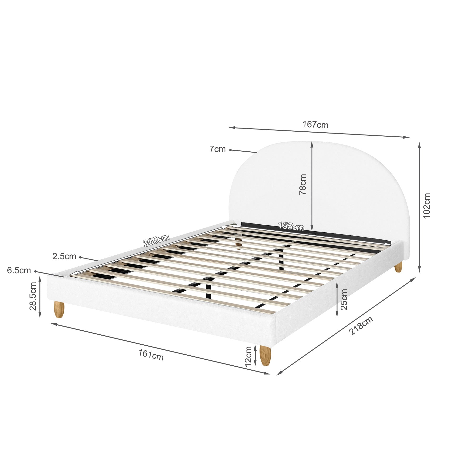 MORUISG Queen Bed Frame - White