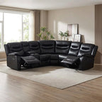 Silverdale Air Leather Manual Recliner Corner Sofa - Black