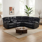 Silverdale Air Leather Manual Recliner Corner Sofa - Black