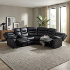 Silverdale Air Leather Manual Recliner Corner Sofa - Black