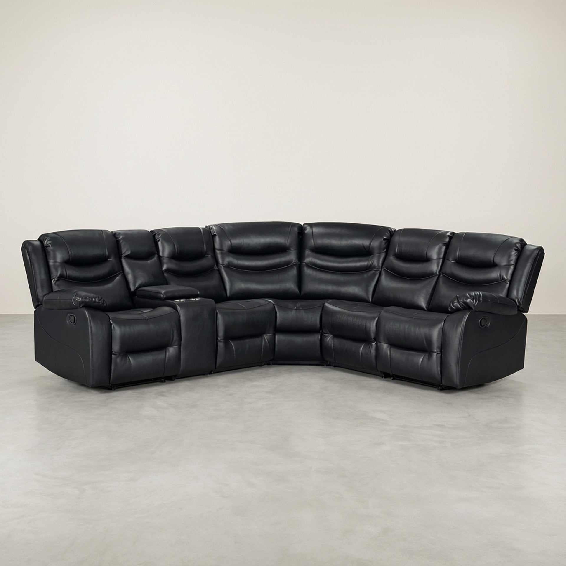 Silverdale Air Leather Manual Recliner Corner Sofa - Black