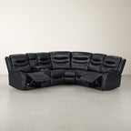 Silverdale Air Leather Manual Recliner Corner Sofa - Black