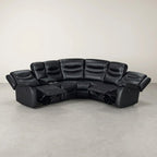 Silverdale Air Leather Manual Recliner Corner Sofa - Black