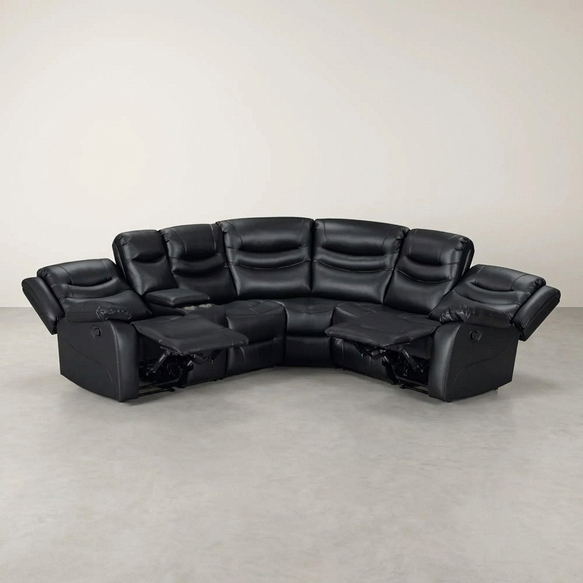Silverdale Air Leather Manual Recliner Corner Sofa - Black