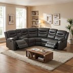Silverdale Air Leather Manual Recliner Corner Sofa - Grey