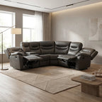 Silverdale Air Leather Manual Recliner Corner Sofa - Grey