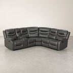 Silverdale Air Leather Manual Recliner Corner Sofa - Grey