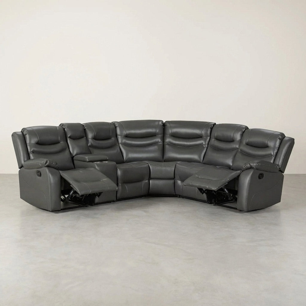 Silverdale Air Leather Manual Recliner Corner Sofa - Grey