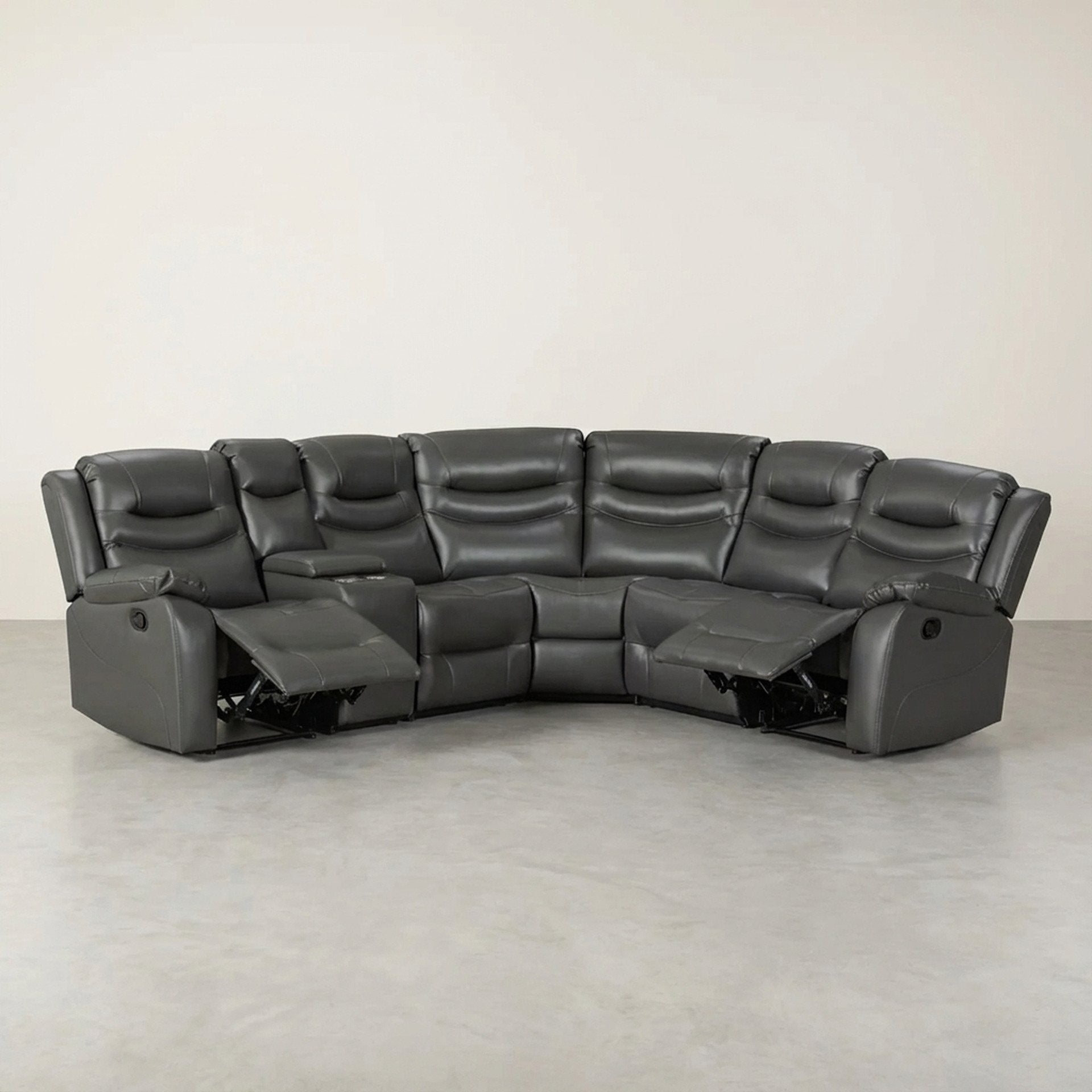 Silverdale Air Leather Manual Recliner Corner Sofa - Grey