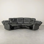 Silverdale Air Leather Manual Recliner Corner Sofa - Grey