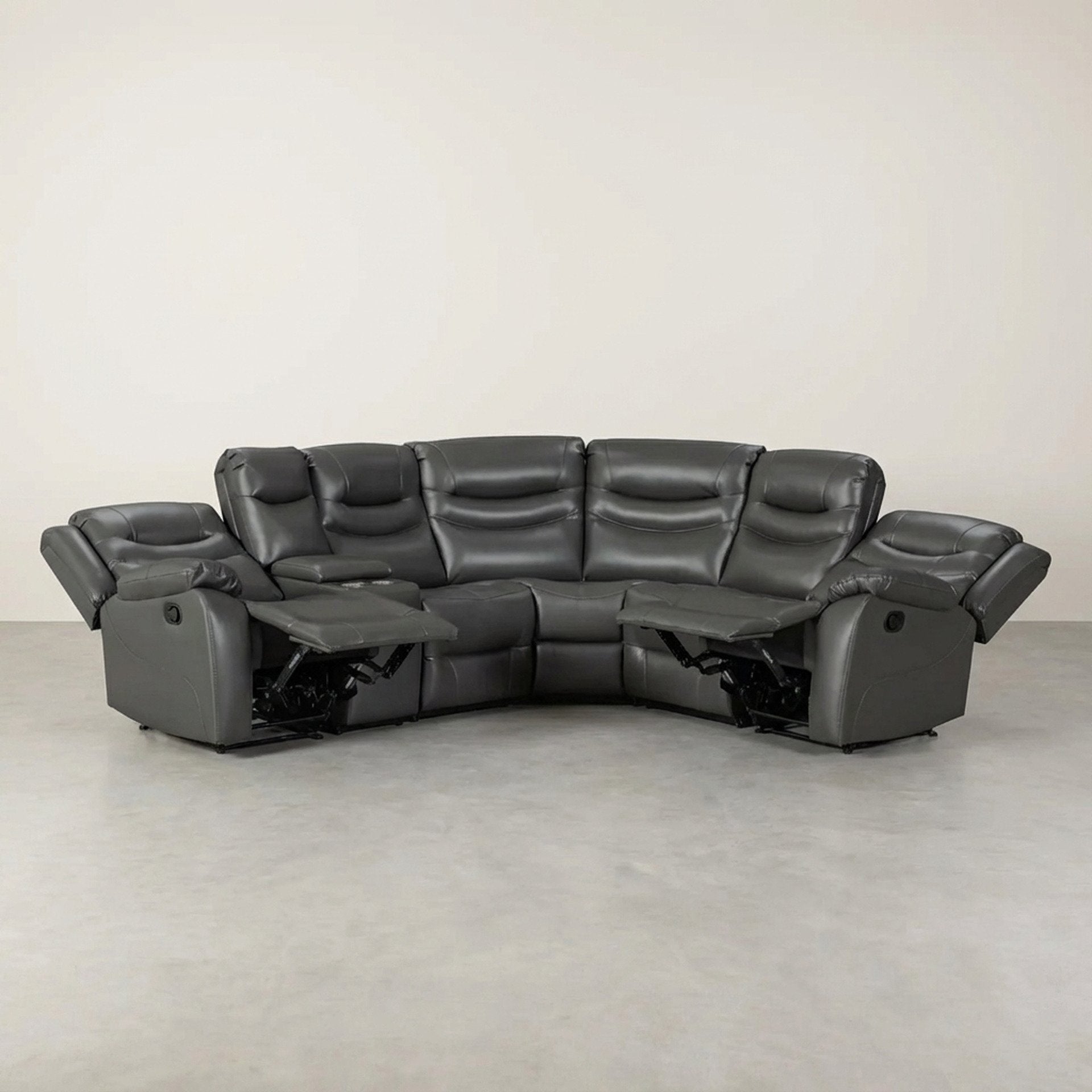 Silverdale Air Leather Manual Recliner Corner Sofa - Grey