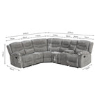Silverdale Fabric Manual Recliner Corner Sofa - Grey