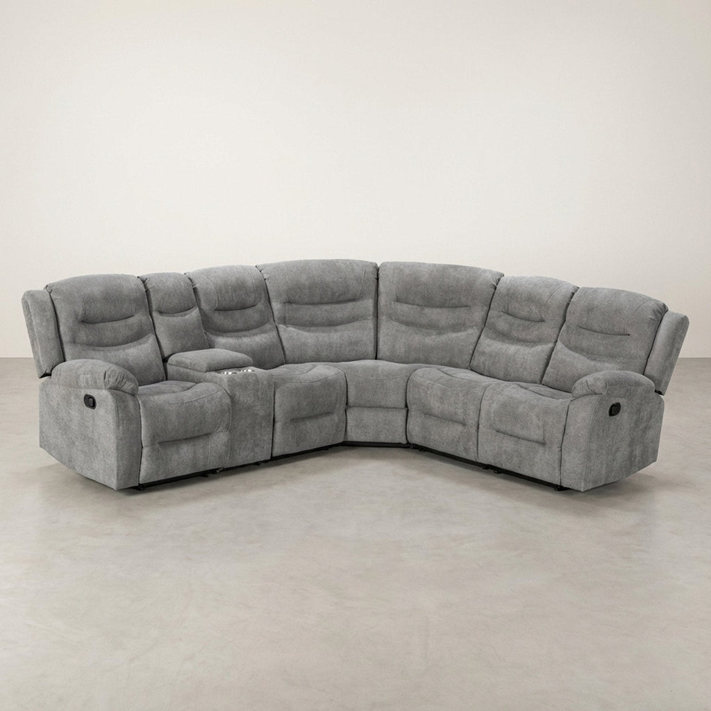Silverdale Fabric Manual Recliner Corner Sofa - Grey