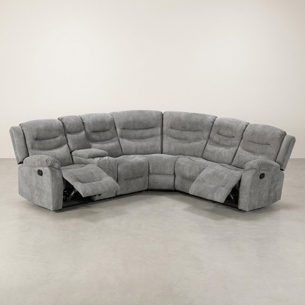 Silverdale Fabric Manual Recliner Corner Sofa - Grey