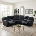 Silverdale Air Leather Electric Recliner Corner Sofa - Black