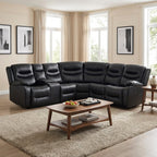 Silverdale Air Leather Electric Recliner Corner Sofa - Black