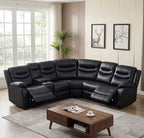 Silverdale Air Leather Electric Recliner Corner Sofa - Black