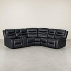 Silverdale Air Leather Electric Recliner Corner Sofa - Black