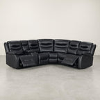 Silverdale Air Leather Electric Recliner Corner Sofa - Black