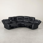 Silverdale Air Leather Electric Recliner Corner Sofa - Black