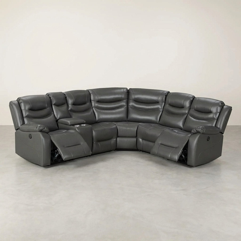 Silverdale Air Leather Electric Recliner Corner Sofa - Grey