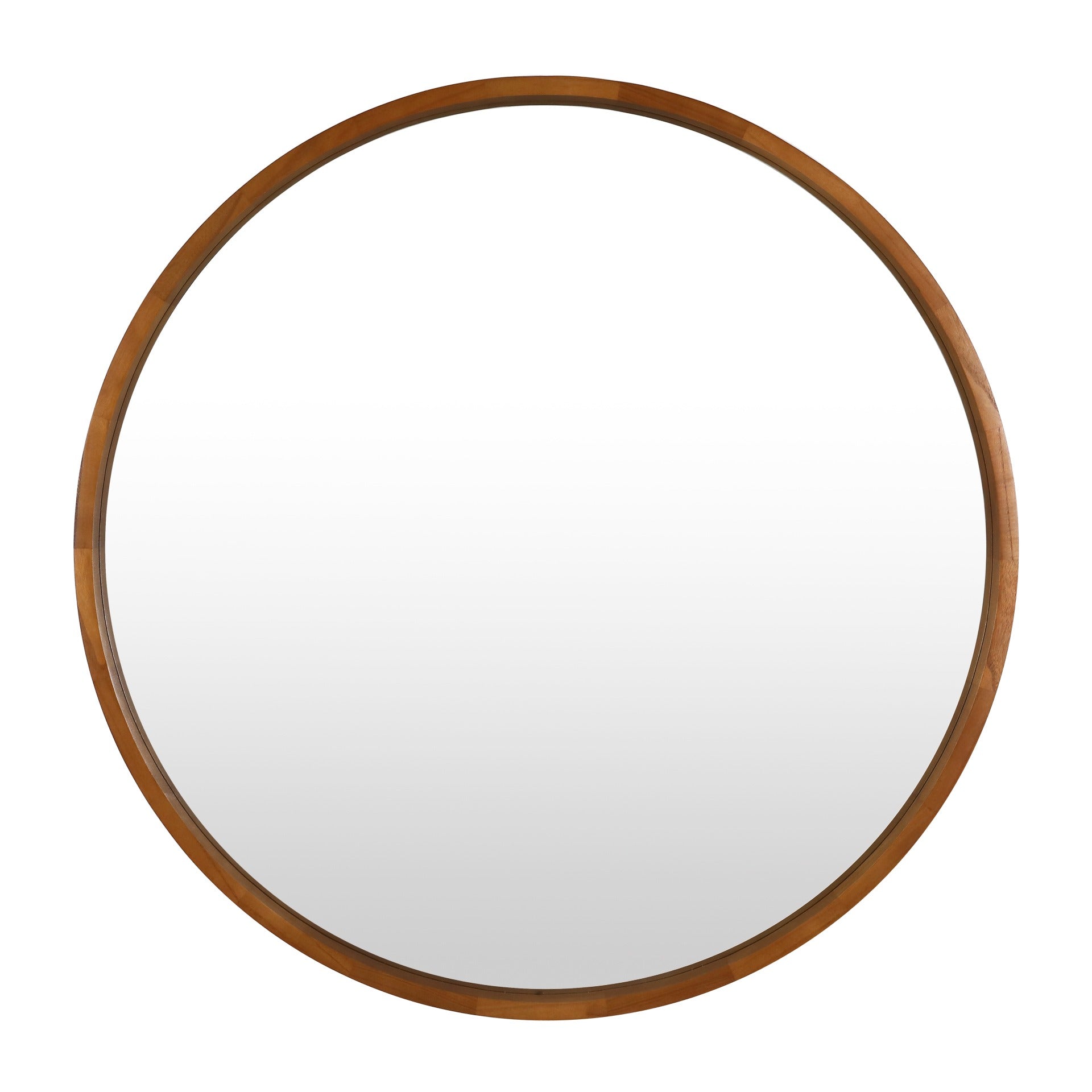 Echo Round Wooden Framed Wall Mirror 95cm - Dark Wood