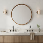 Echo Round Wooden Framed Wall Mirror 95cm - Dark Wood