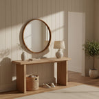 Echo Round Wooden Framed Wall Mirror 95cm - Dark Wood