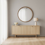 Echo Round Wooden Framed Wall Mirror 95cm - Dark Wood