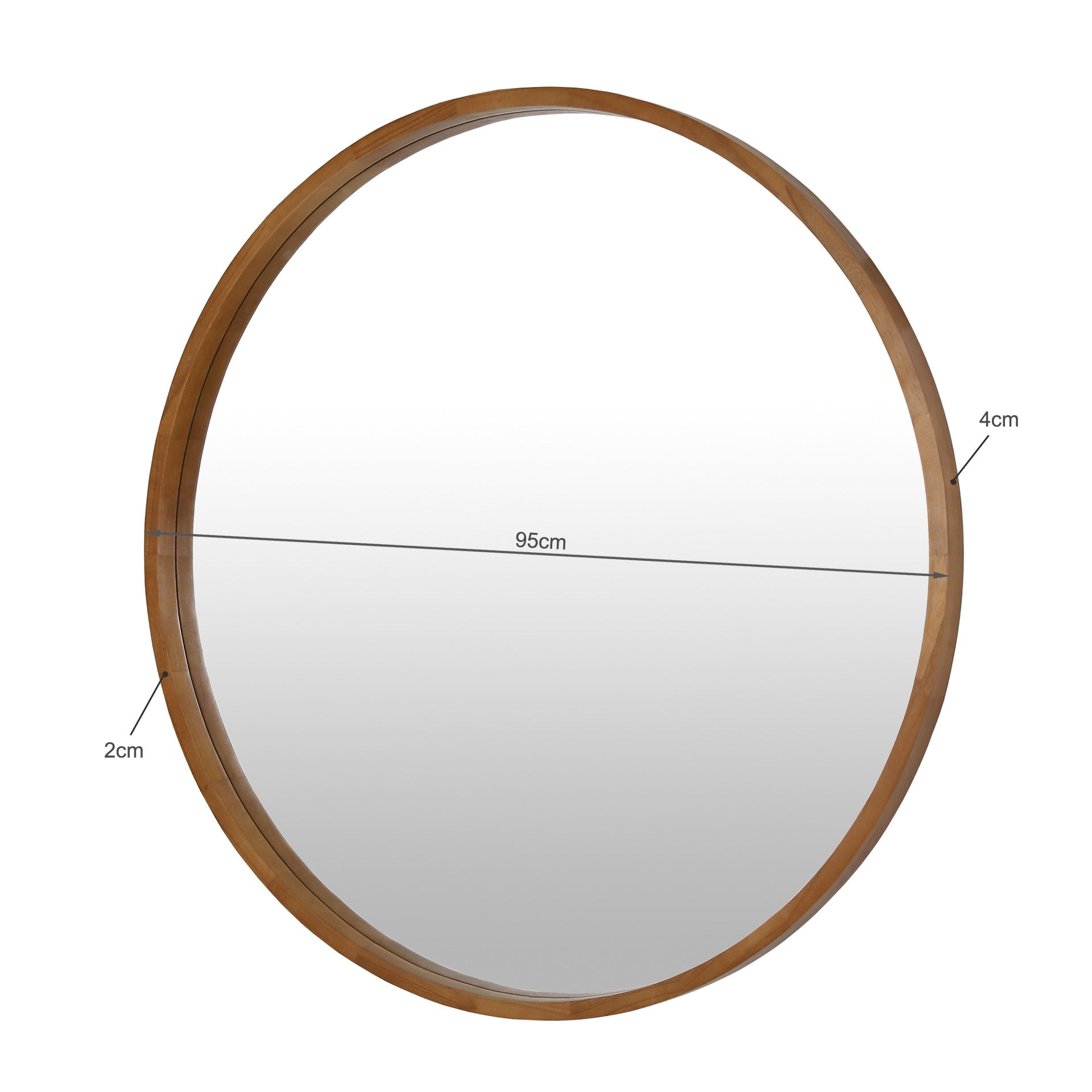 Echo Round Wooden Framed Wall Mirror 95cm - Dark Wood