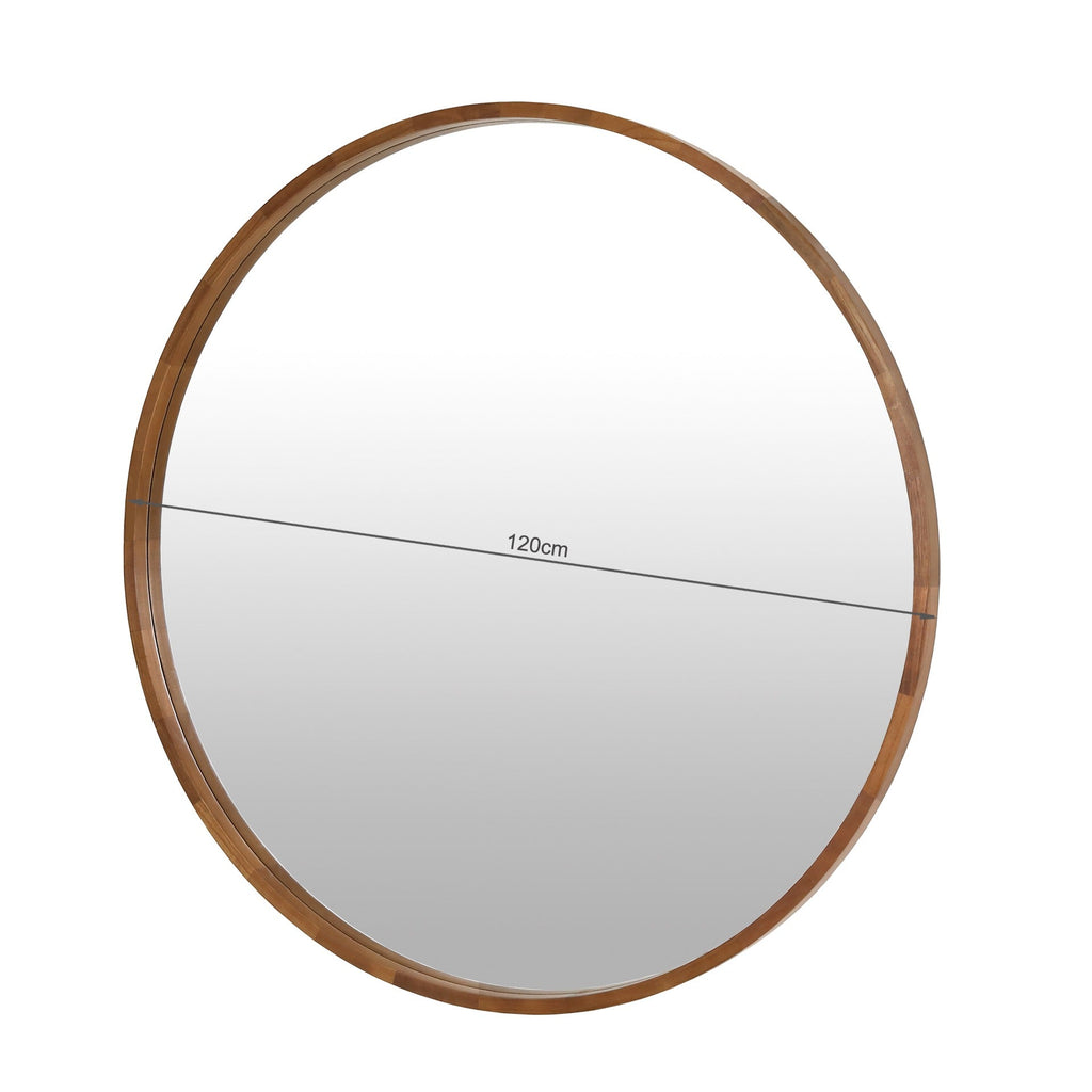 Echo Round Wooden Framed Wall Mirror 120cm - Dark Wood
