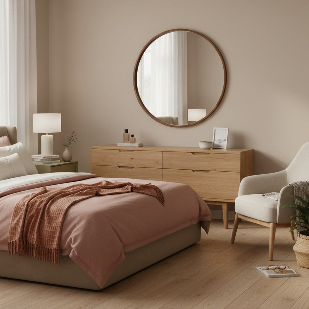 Echo Round Wooden Framed Wall Mirror 120cm - Dark Wood