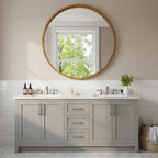 Echo Round Wooden Framed Wall Mirror 120cm - Dark Wood