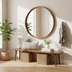 Echo Round Wooden Framed Wall Mirror 120cm - Dark Wood