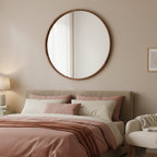 Echo Round Wooden Framed Wall Mirror 120cm - Dark Wood