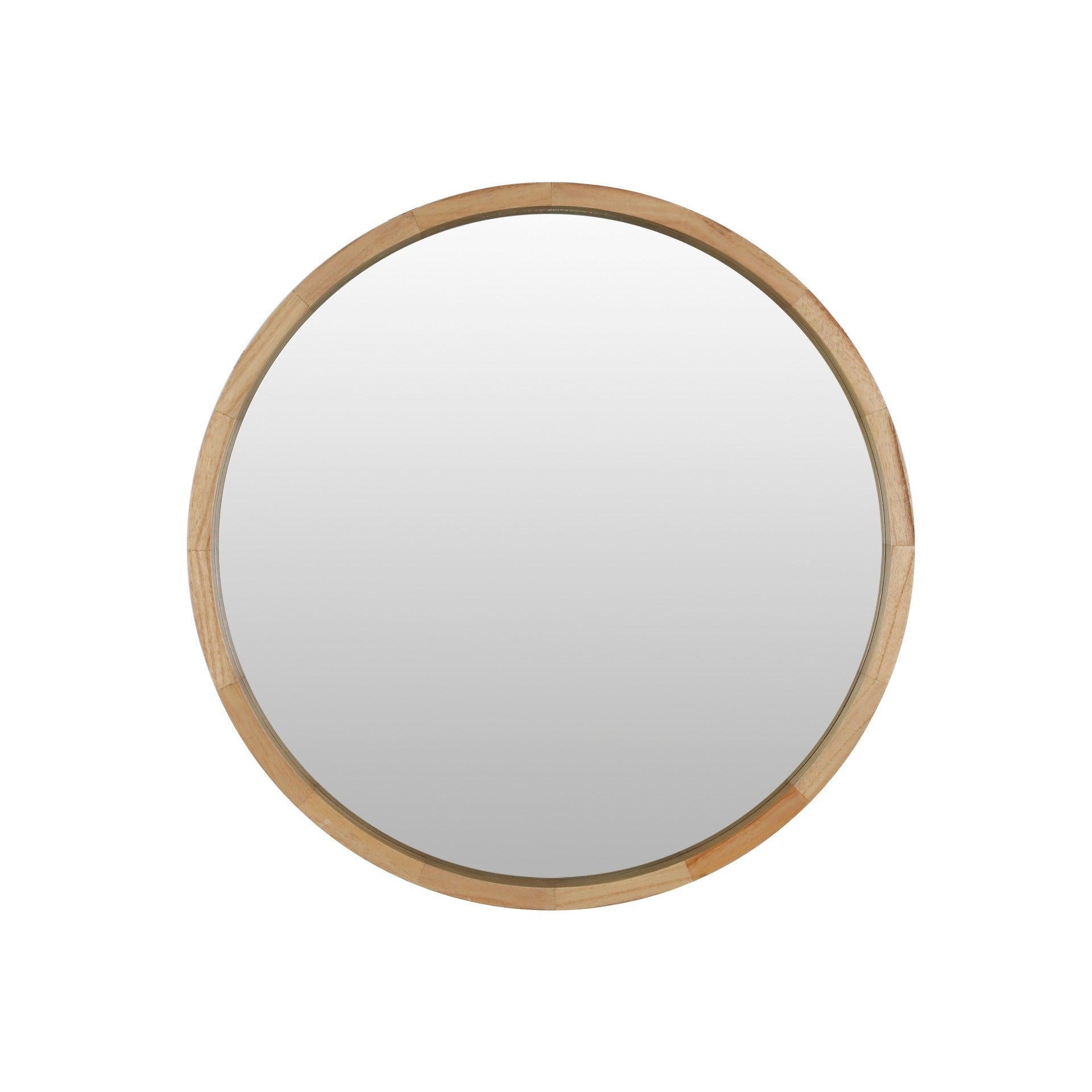 Echo Round Wooden Framed Wall Mirror 60cm - Light Wood