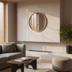 Echo Round Wooden Framed Wall Mirror 60cm - Light Wood