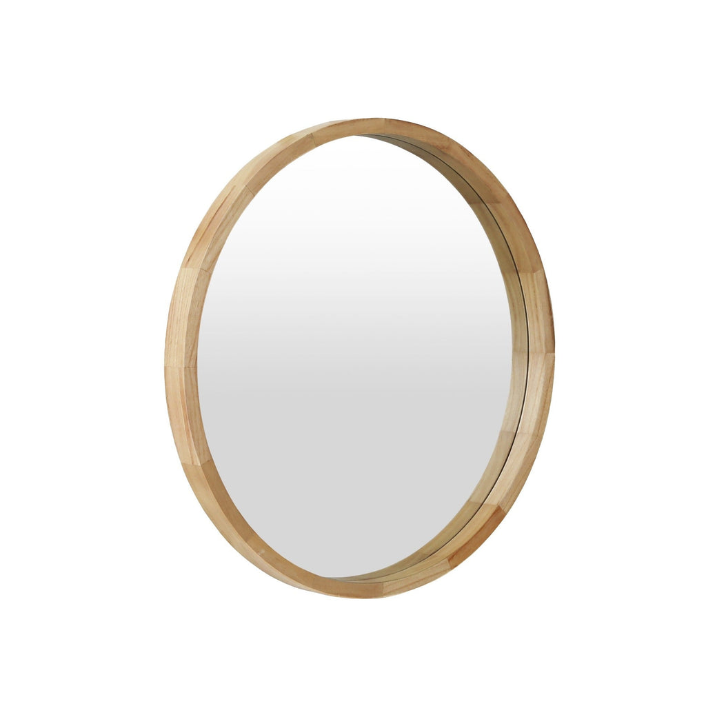 Echo Round Wooden Framed Wall Mirror 60cm - Light Wood