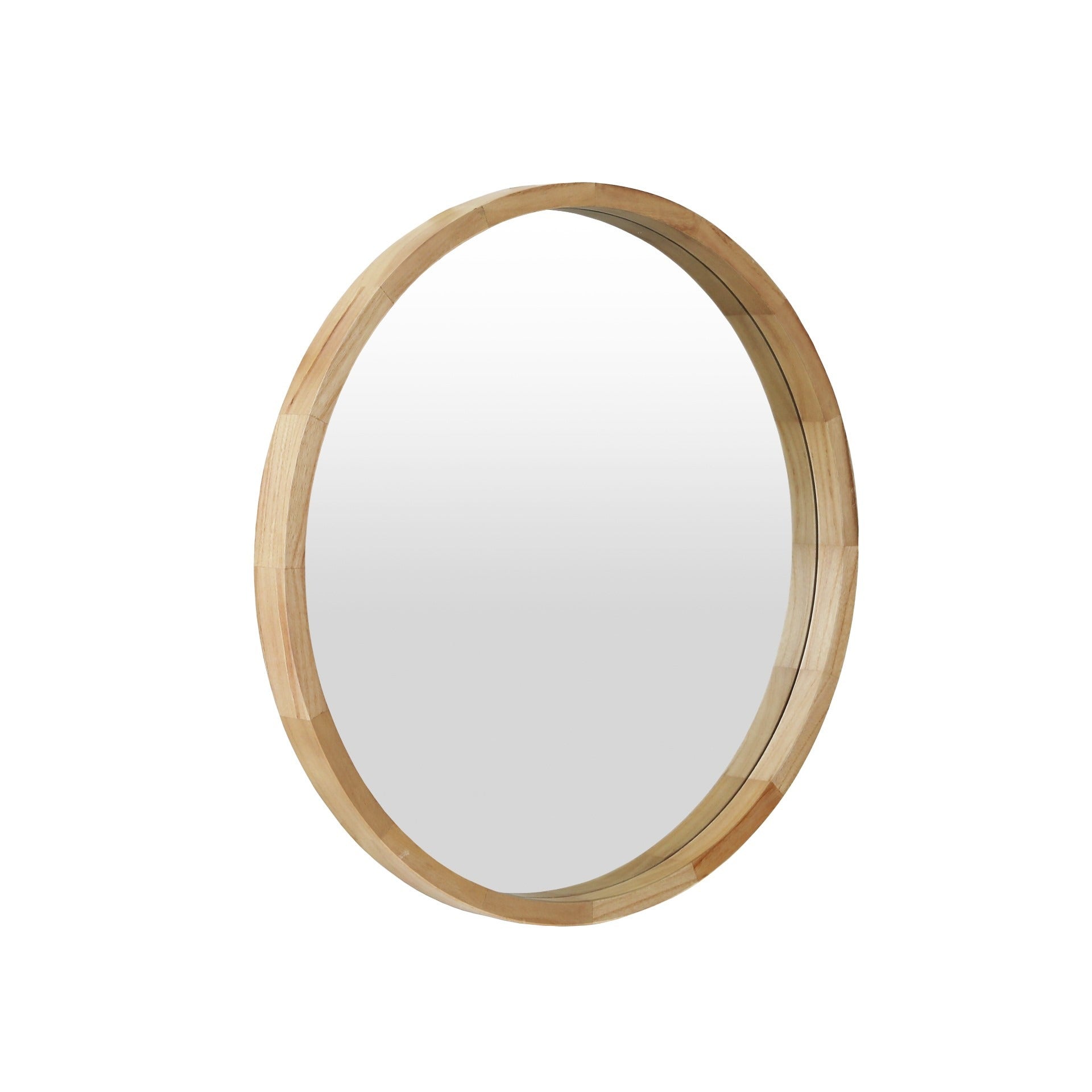 Echo Round Wooden Framed Wall Mirror 60cm - Light Wood