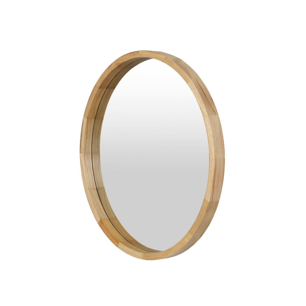Echo Round Wooden Framed Wall Mirror 60cm - Light Wood