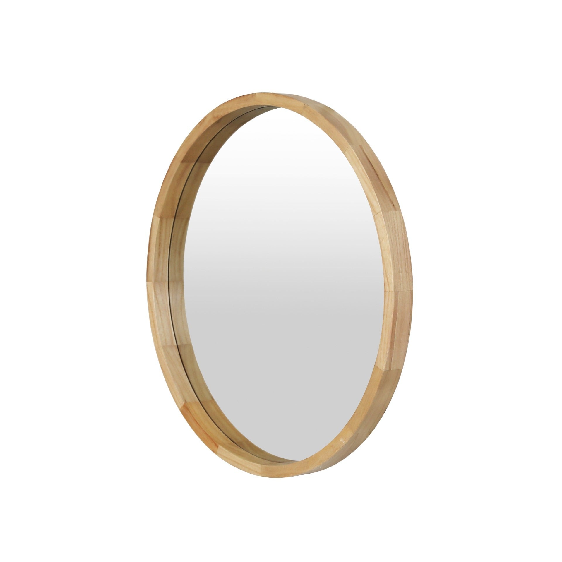 Echo Round Wooden Framed Wall Mirror 60cm - Light Wood