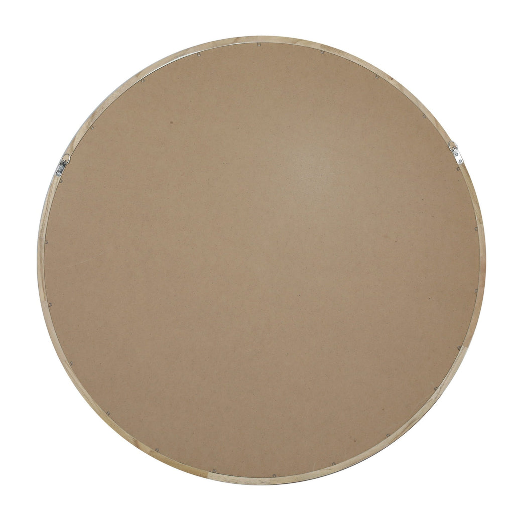 Echo Round Wooden Framed Wall Mirror 80cm - Light Wood