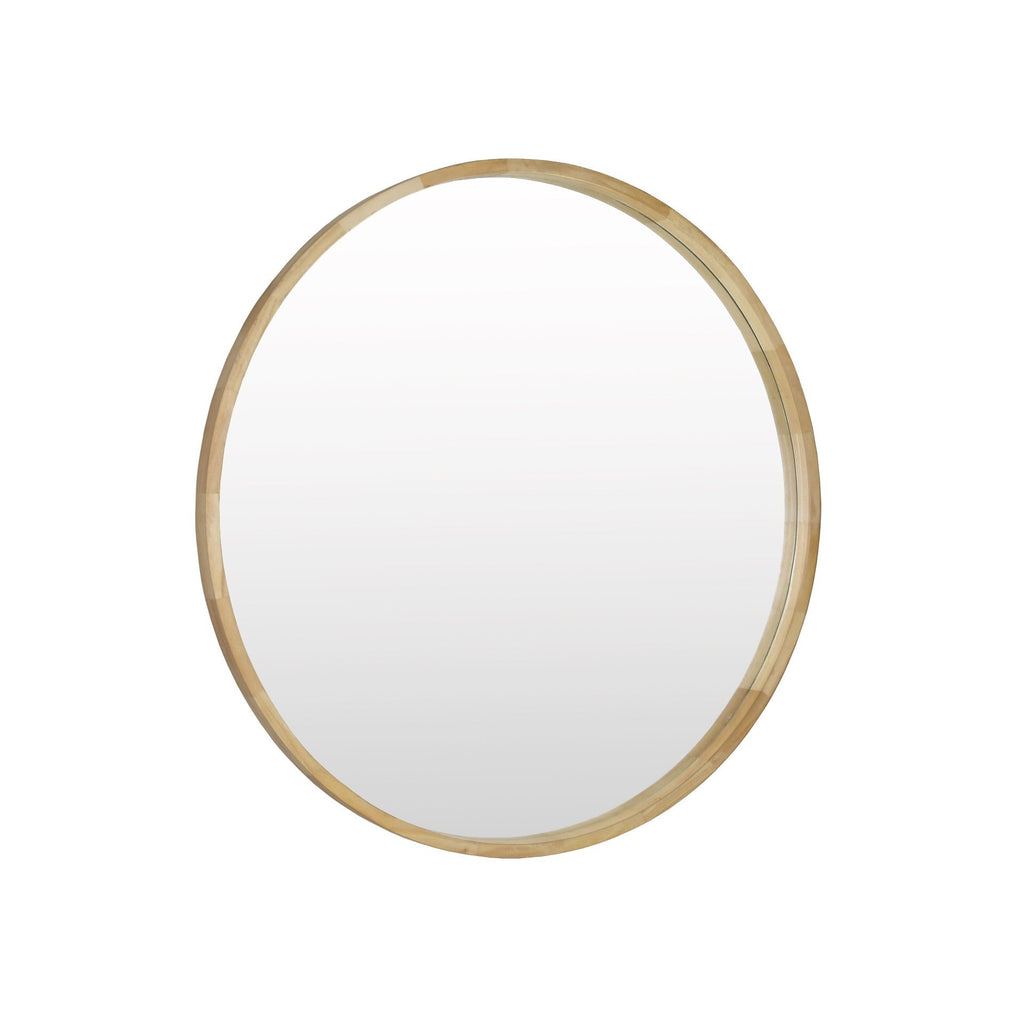 Echo Round Wooden Framed Wall Mirror 95cm - Light Wood